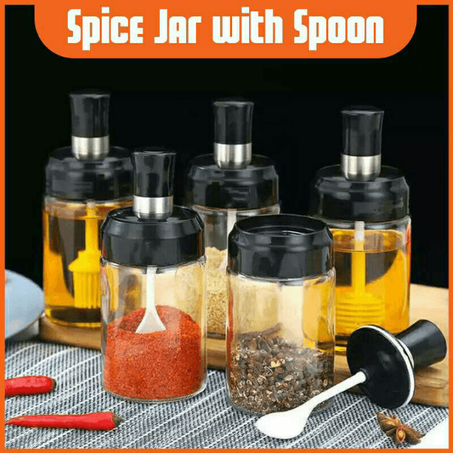 Spice Jars With Spoon Glass Masala Jars 1piece