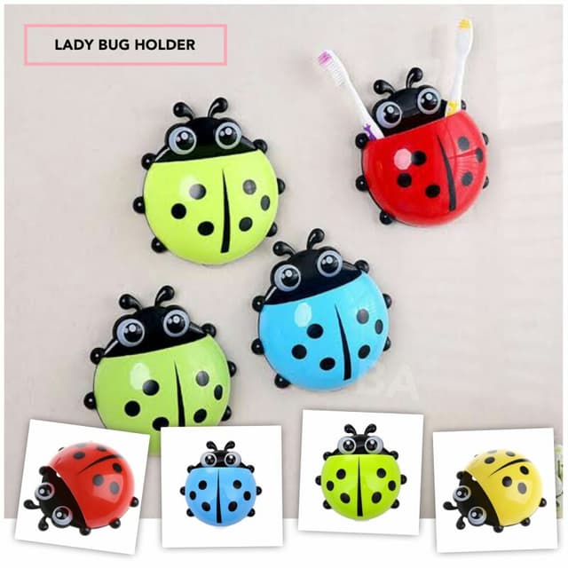 Lady Bug Tooth Brush & Accessories Holder Wall Mount