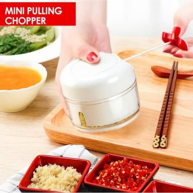Mini Pull Rope Chopper for Garlic Ginger Vegetable Fruits Chilli Sauce Make