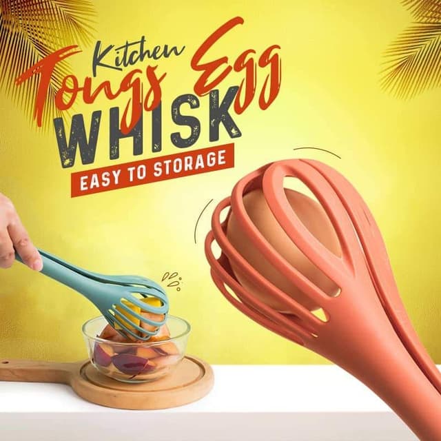 Kitchen Tong Egg Whisk Beater 3 in 1 Spoon Tool