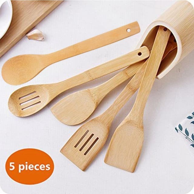 Wooden Spoon Utensils Set 5 Pieces for Kitchen