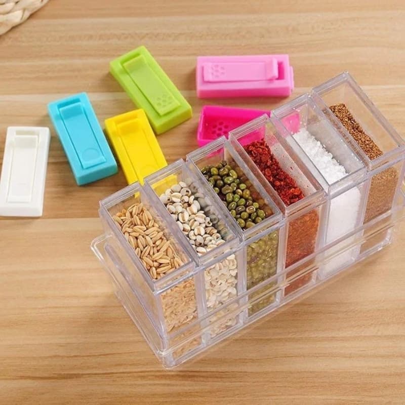 6 in 1 Acrylic Spice Jar Set for Spices Condiments