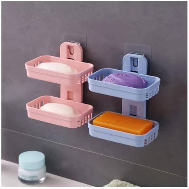 Dual Soap Tray 2 in 1 Soap Holder Self Adhesive