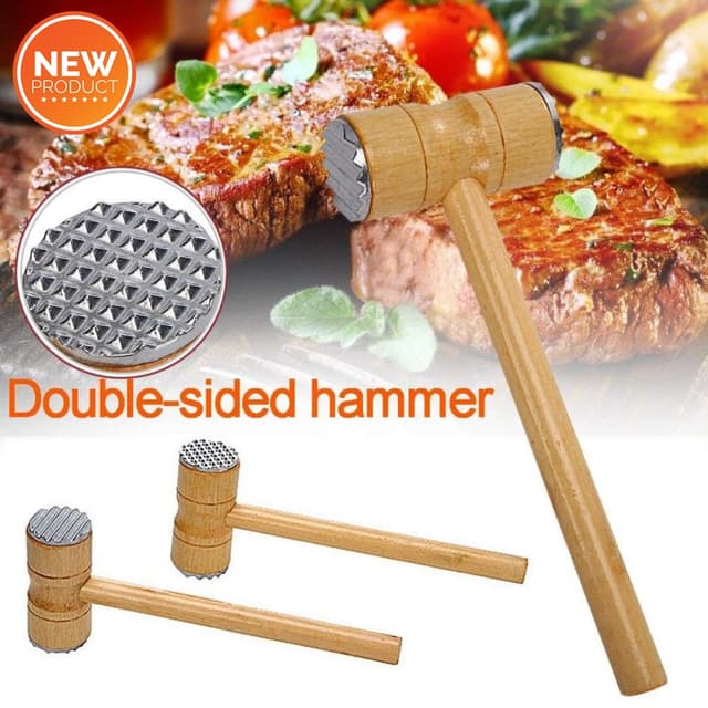 Double Side Wooden Meat Hammer for Kitchen