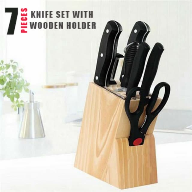 7 Pieces Knife Holder Set Wooden Stand