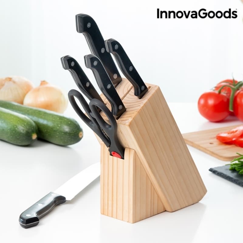 7 Pieces Knife Holder Set Wooden Stand