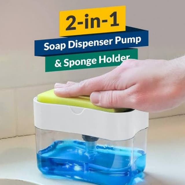 Sponge Caddy Push Liquid Soap Cleaner for Kitchen