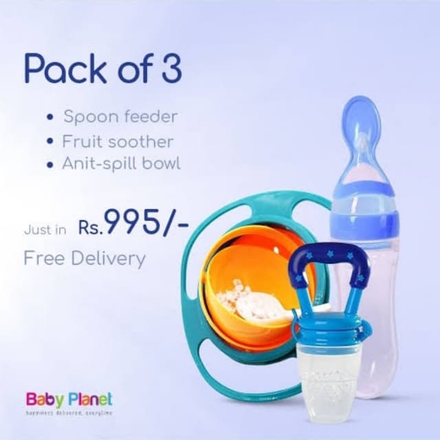 Baby Spoon Feeding Bottle, 360 Gyro Bowl & Fruit Pacifier