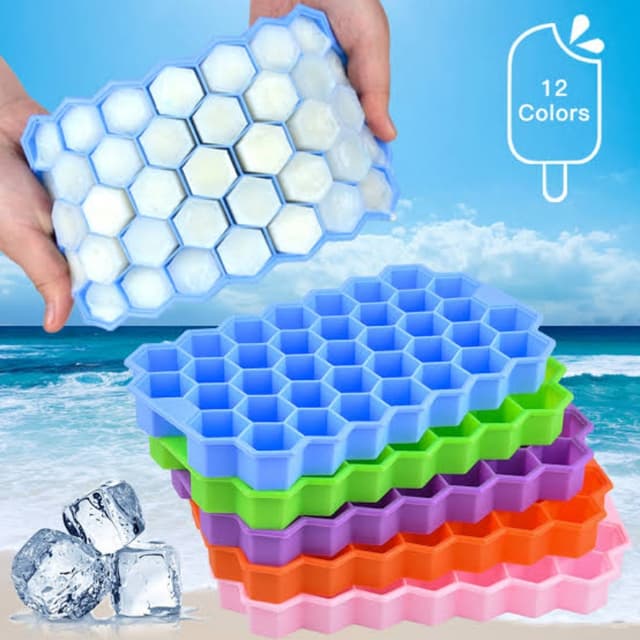 Silicone Honey Comb Ice Tray with Lid Fruity Ice Tray