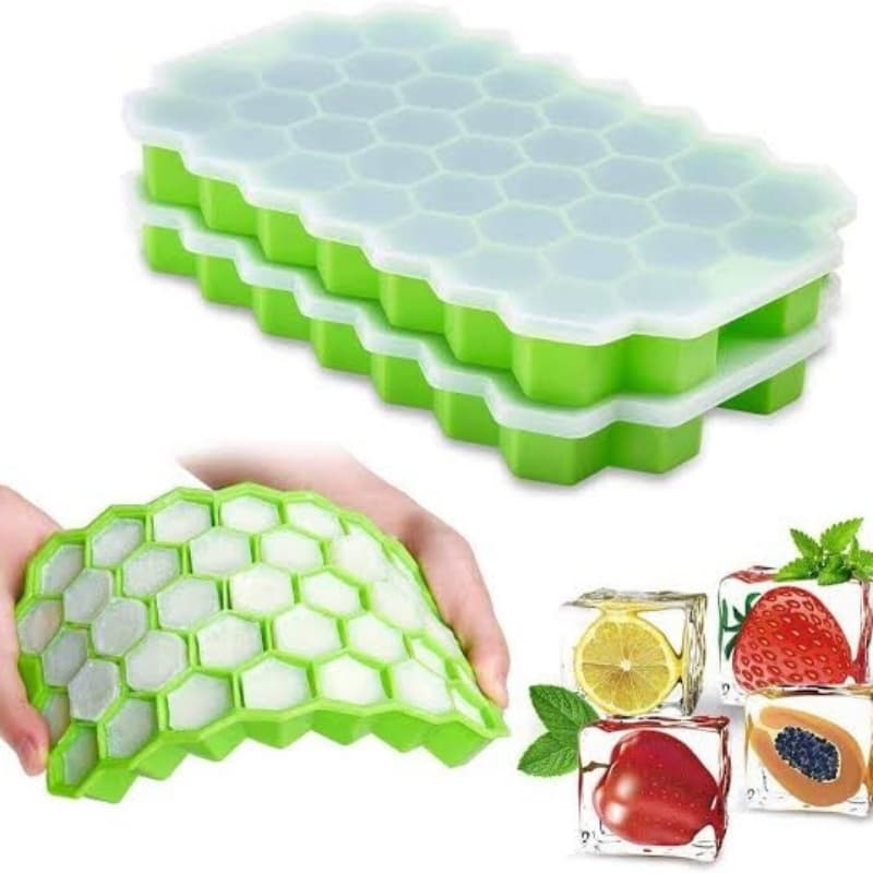 Silicone Honey Comb Ice Tray with Lid Fruity Ice Tray