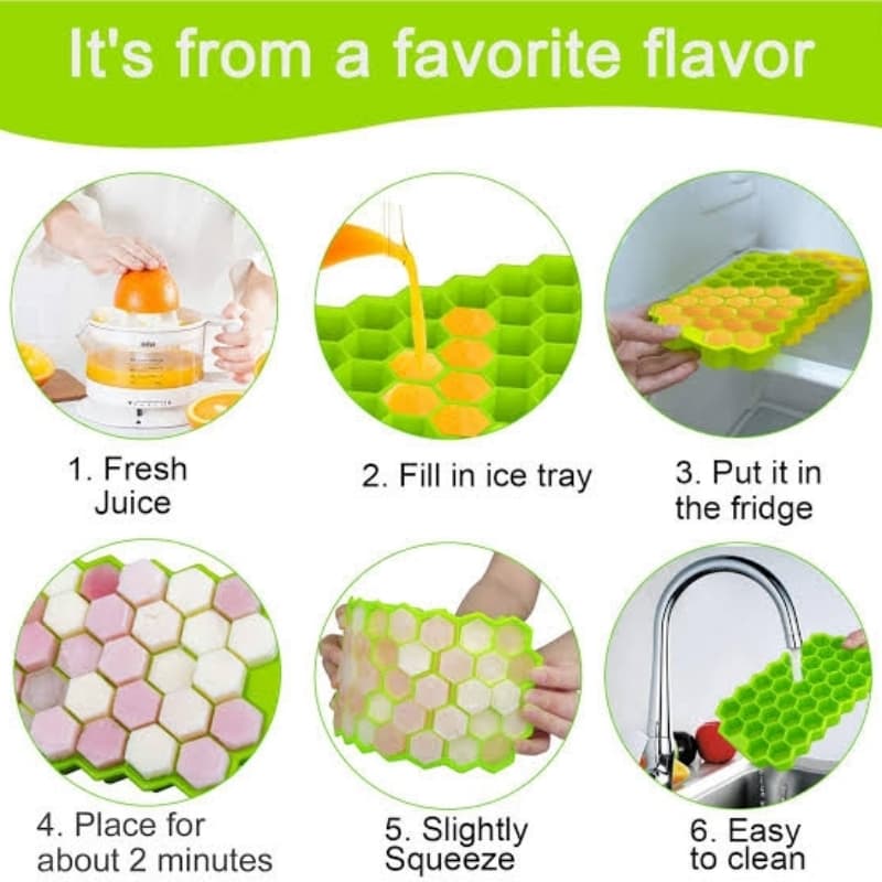Silicone Honey Comb Ice Tray with Lid Fruity Ice Tray
