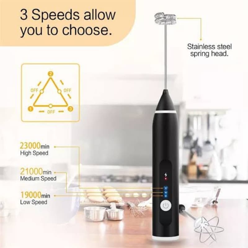 USB Electric Coffee Milk Frother Foam Maker Egg Beater Whisk Mixer 3 Modes
