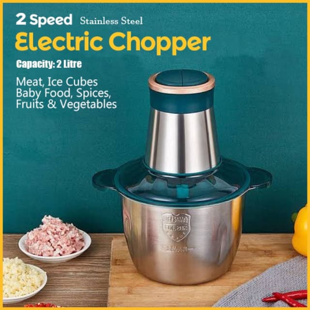 Electric 2 Speeds Meat Vegetables Fruits Ice Chopper Stainless Steel