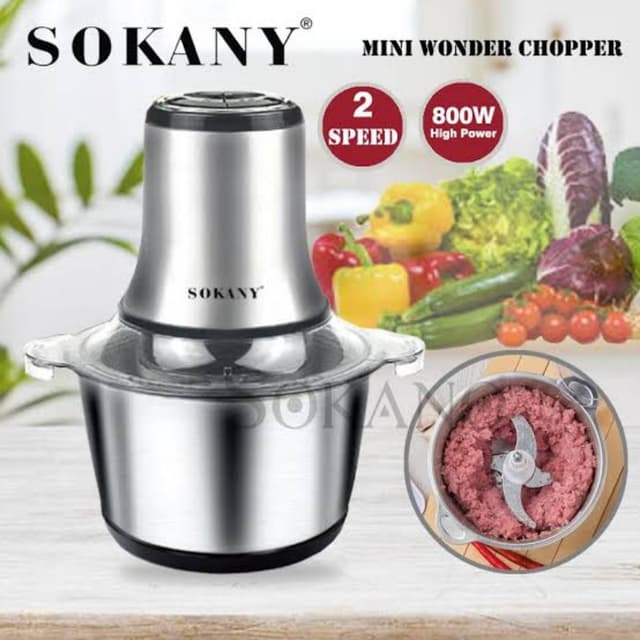 Electric Chopper for Meat Ice Pulses Vegetables Fruits 2 Speeds