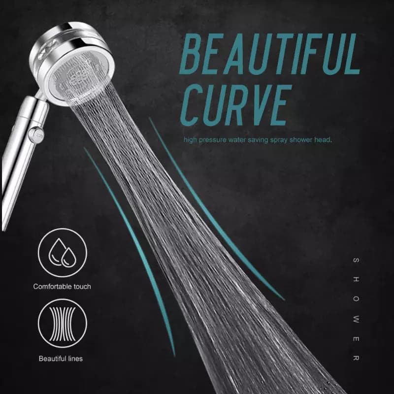 Crystal Curve Fan Shower Head for Bathroom
