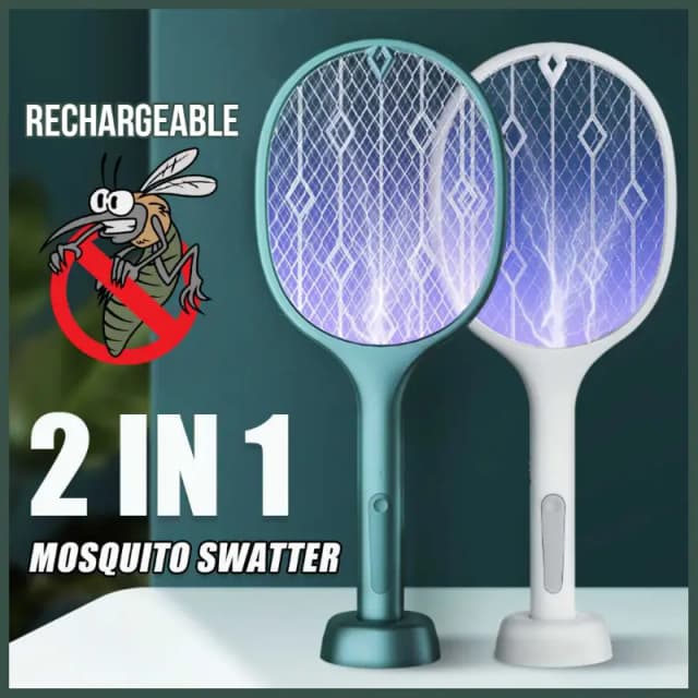 2 in 1 Mosquito Swatter Racket UV Mosquito Killer Night Lamp
